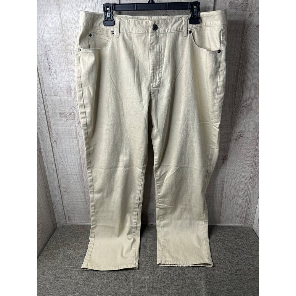 Appleseeds Womens Beige Stretch Chino Khakis Cotton Blend Pants 18P Relaxed Fit